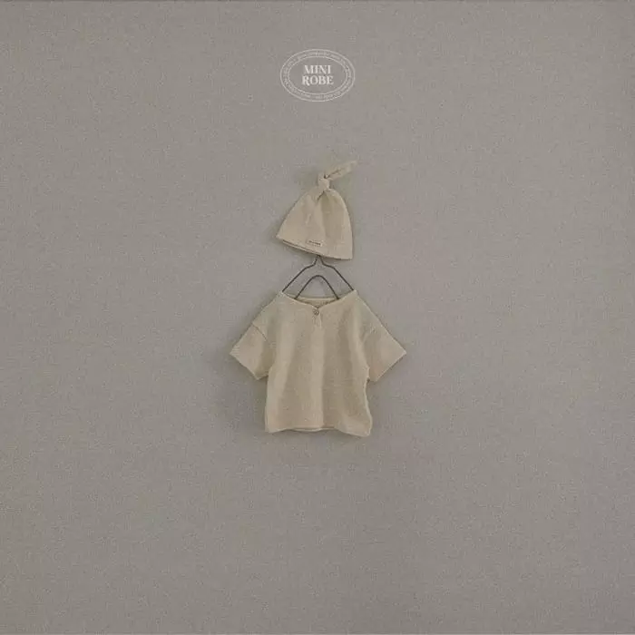 Mini Robe - Korean Baby Fashion - #babyoutfit - Bebe Waffle Piping Tee with Hat - 3