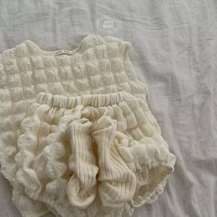 Mini Robe - Korean Baby Fashion - #babywear - Bebe Melon Bread Top Bottom Set - 9