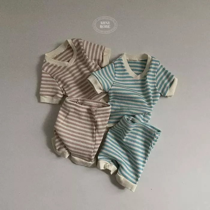 Mini Robe - Korean Baby Fashion - #babywear - Bebe Triangle Top Bottom Set - 8