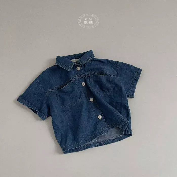 Mini Robe - Korean Baby Fashion - #babywear - Bebe Denim Shirt - 4