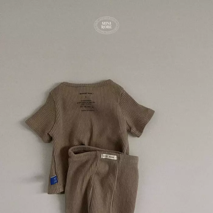 Mini Robe - Korean Baby Fashion - #onlinebabyboutique - Bebe Half Rib Top Bottom Set - 5