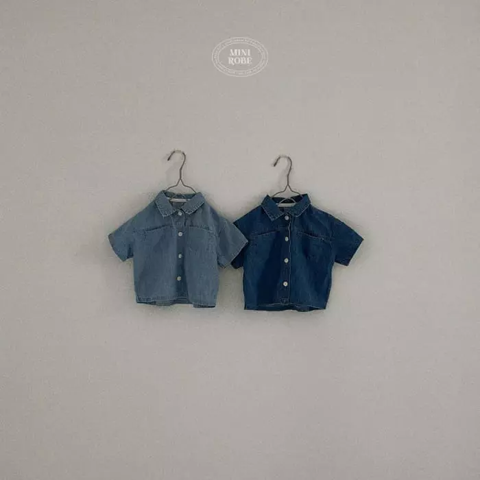 Mini Robe - Korean Baby Fashion - #onlinebabyshop - Bebe Denim Shirt - 5