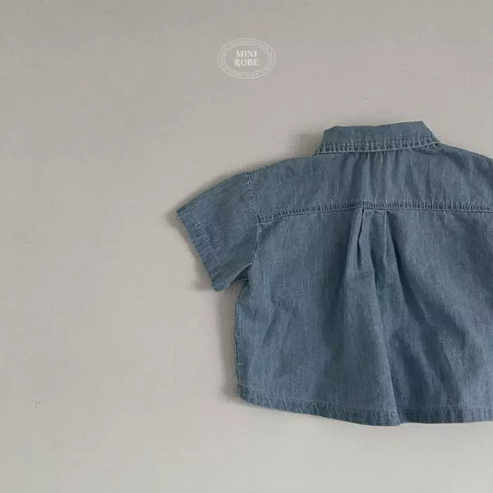 Mini Robe - Korean Baby Fashion - #smilingbaby - Bebe Denim Shirt - 6