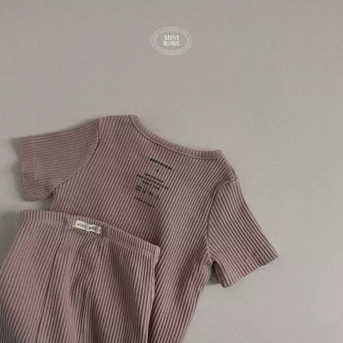 Mini Robe - Korean Baby Fashion - #smilingbaby - Bebe Half Rib Top Bottom Set - 7