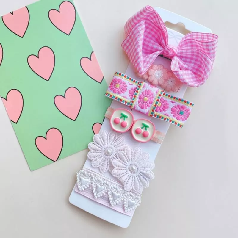 Mins - Korean Children Fashion - #stylishchildhood - Pink Lace Hairpin - 4
