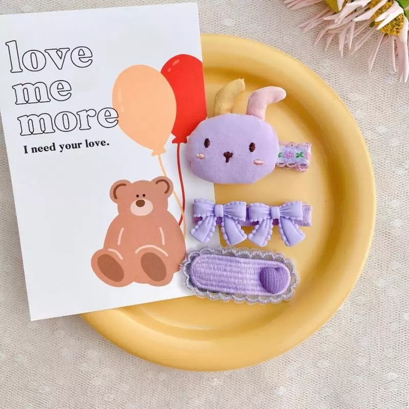 Mins - Korean Children Fashion - #childofig - Lamer Purple Hairpin Set - 3