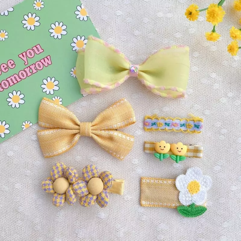 Mins - Korean Children Fashion - #childofig - Yellow Stitch Hairpin Set