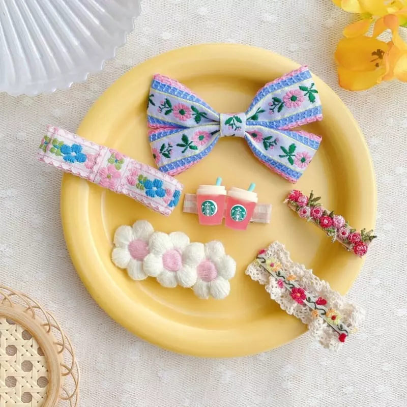 Mins - Korean Children Fashion - #designkidswear - Pinky Floral Hairpin Set