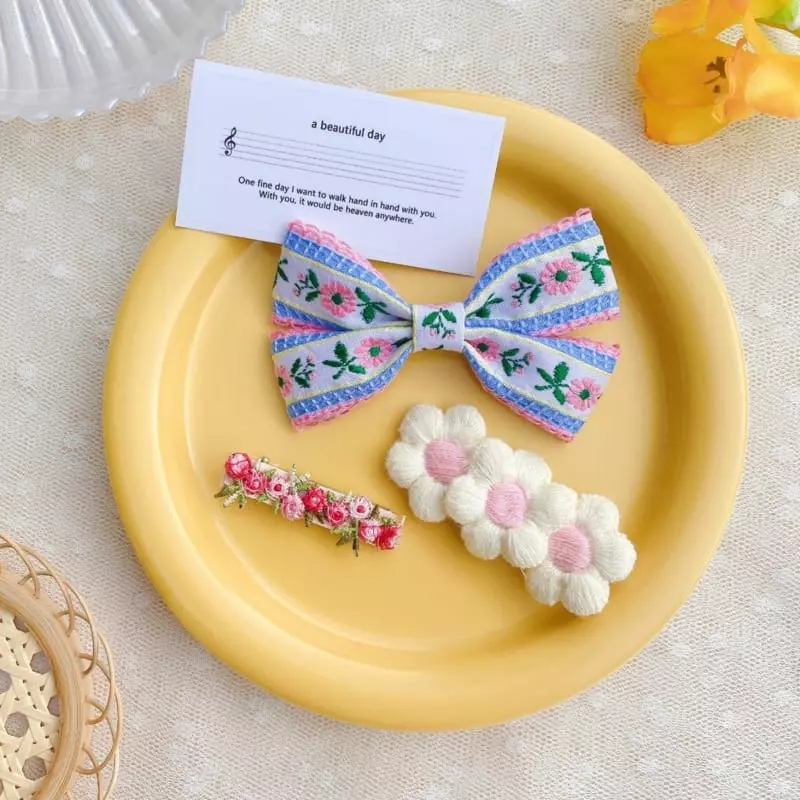 Mins - Korean Children Fashion - #discoveringself - Pinky Floral Hairpin Set - 2
