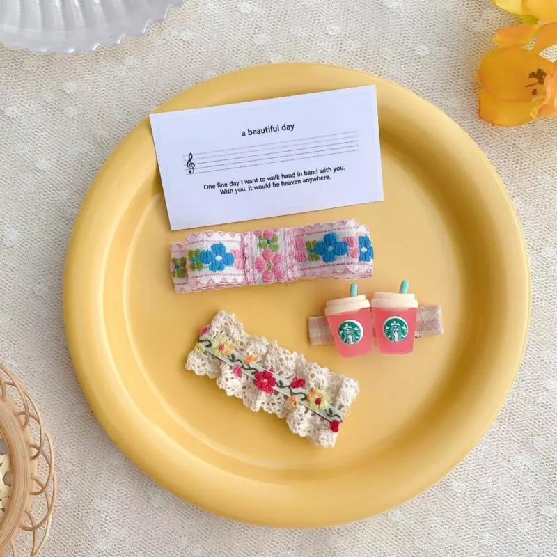Mins - Korean Children Fashion - #fashionkids - Pinky Floral Hairpin Set - 3