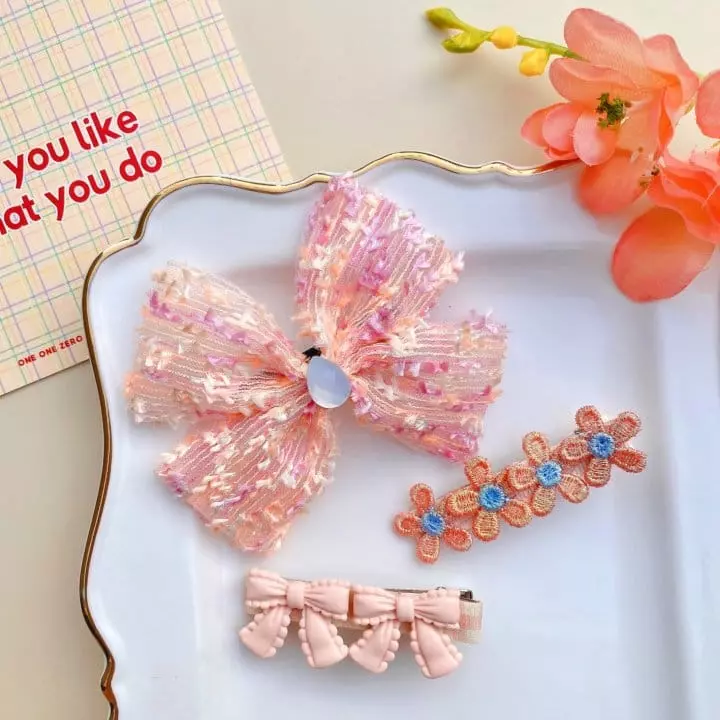 Mins - Korean Children Fashion - #kidsshorts - Sweety Orange Hairpin Set - 2