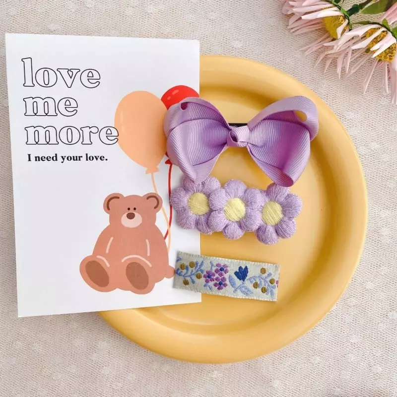 Mins - Korean Children Fashion - #stylishchildhood - Lamer Purple Hairpin Set - 2