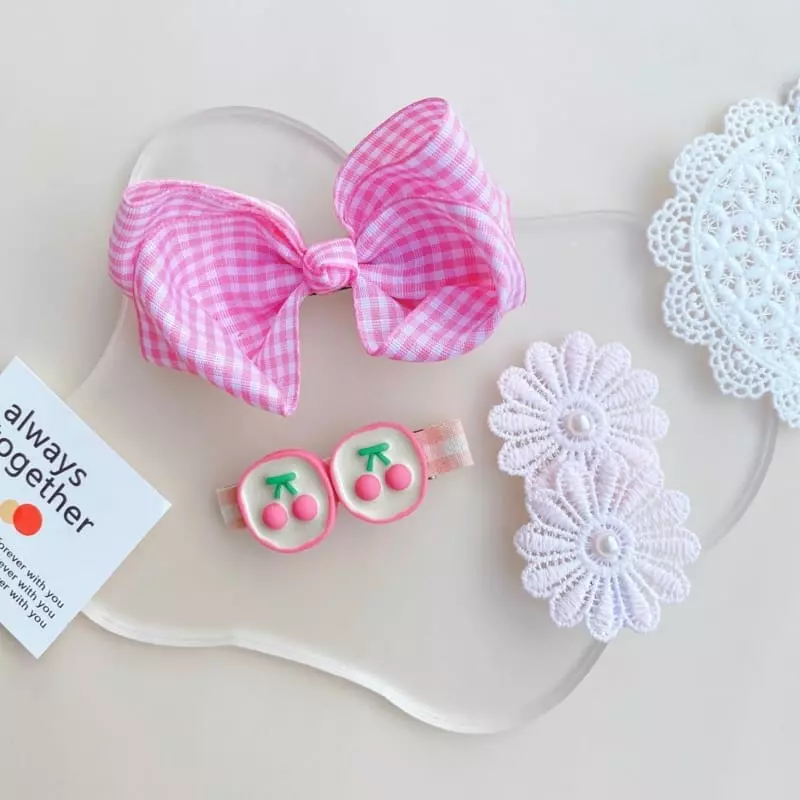 Mins - Korean Children Fashion - #toddlerclothing - Pink Lace Hairpin - 2