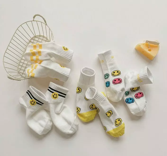 Miso - Korean Children Fashion - #childrensboutique - Yellow Smile Socks - 4