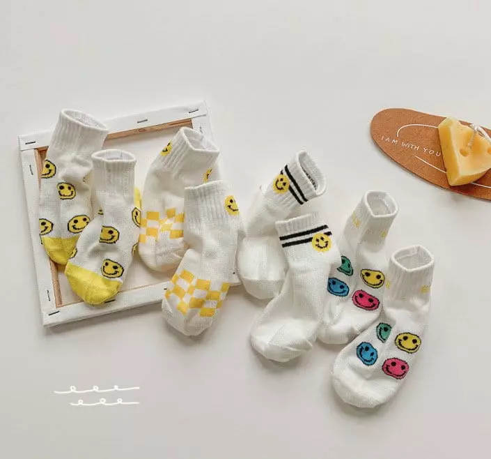 Miso - Korean Children Fashion - #fashionkids - Yellow Smile Socks - 6