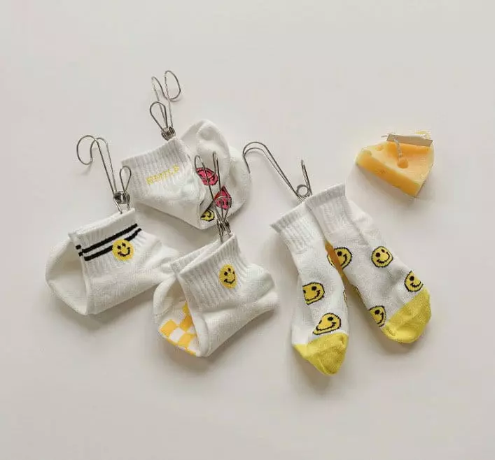Miso - Korean Children Fashion - #kidsshorts - Yellow Smile Socks - 7