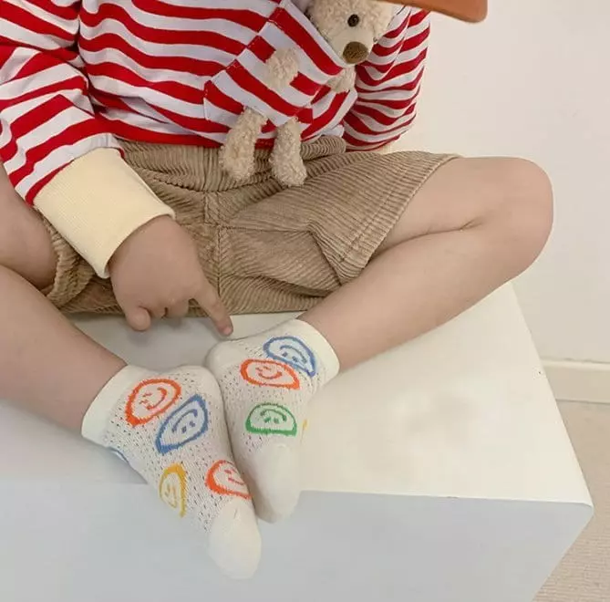 Miso - Korean Children Fashion - #kidsshorts - Green Smile Socks - 6