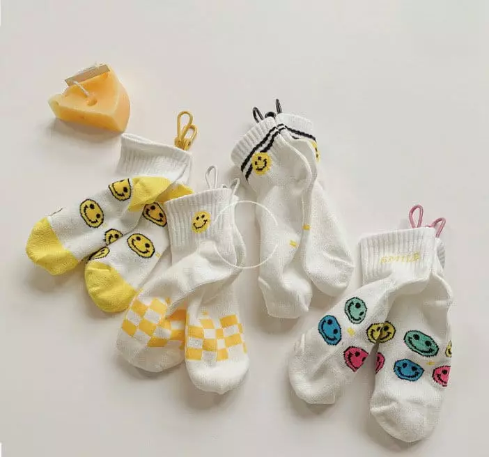 Miso - Korean Children Fashion - #kidsstore - Yellow Smile Socks - 8