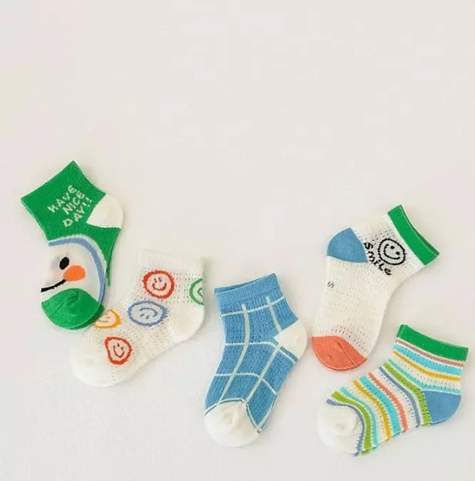 Miso - Korean Children Fashion - #kidsstore - Green Smile Socks - 7
