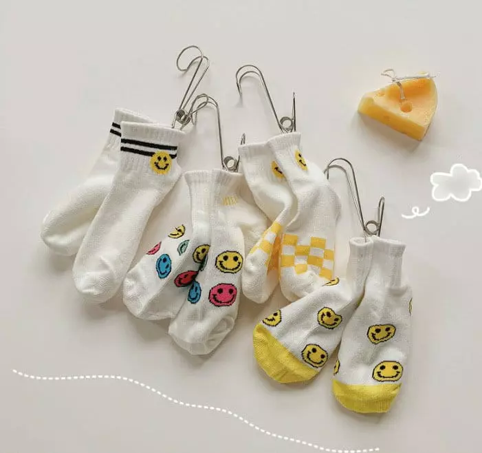 Miso - Korean Children Fashion - #kidzfashiontrend - Yellow Smile Socks - 9