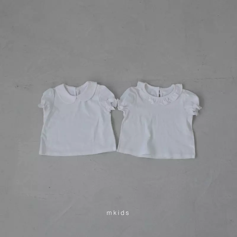 Mkids - Korean Baby Fashion - #babyoutfit - Round Short Sleeves Blouse - 3