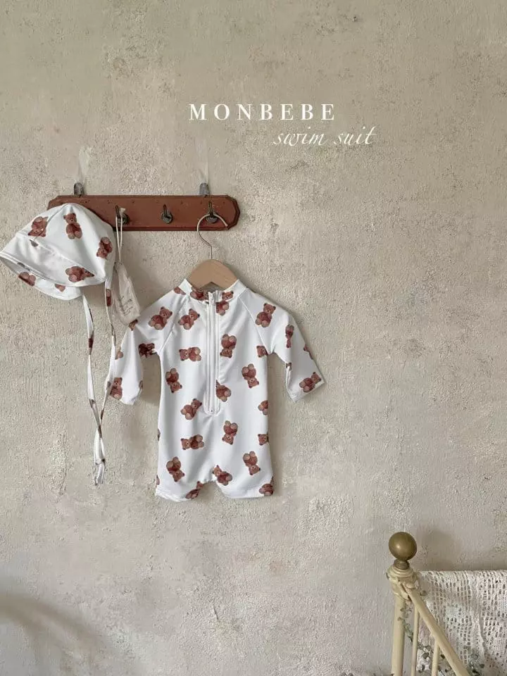 Monbebe - Korean Baby Fashion - #babylifestyle - Baby Teddy Rashguard with Hat - 3