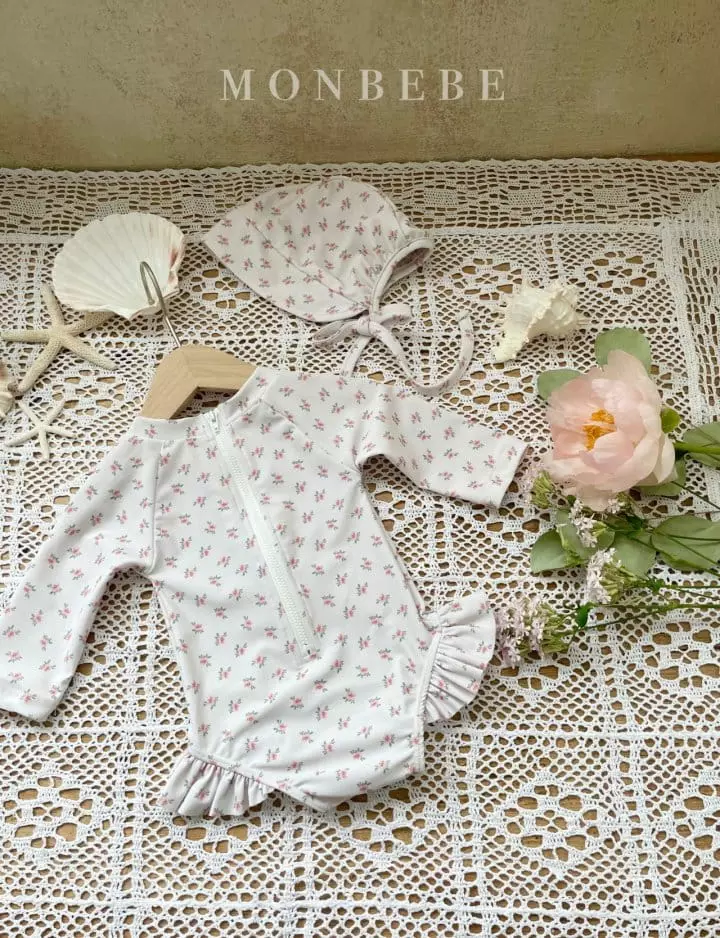 Monbebe - Korean Baby Fashion - #babyoninstagram - Baby Flower Rashguard with Hat - 5