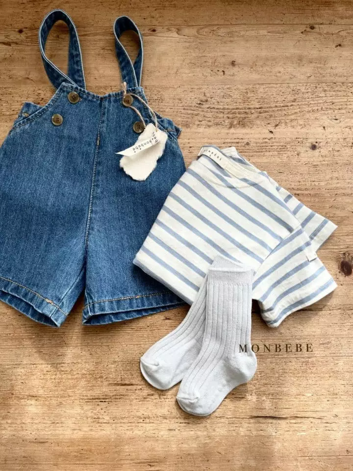 Monbebe - Korean Baby Fashion - #babyoutfit - Denim Dungarees Pants - 3