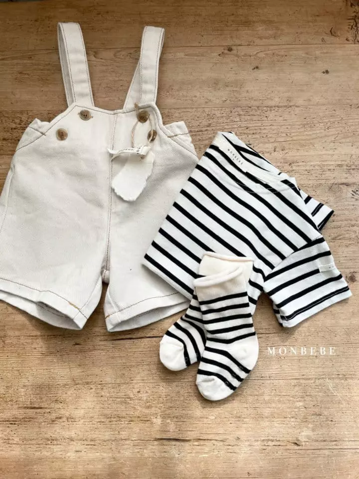 Monbebe - Korean Baby Fashion - #babyoutfit - Denim Dungarees Pants - 4