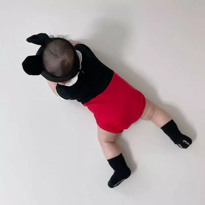 Moran - Korean Baby Fashion - #babyoutfit - Summer Collar Mickey Bodysuit