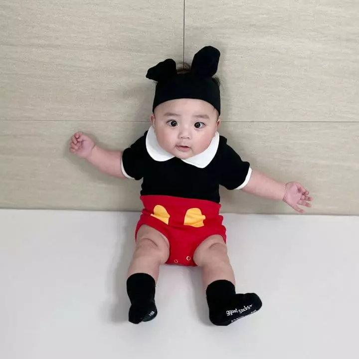Moran - Korean Baby Fashion - #babywear - Summer Collar Mickey Bodysuit - 2