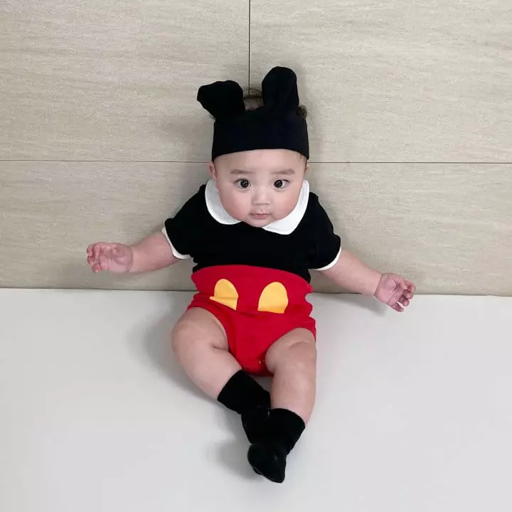Moran - Korean Baby Fashion - #onlinebabyboutique - Summer Collar Mickey Bodysuit - 3