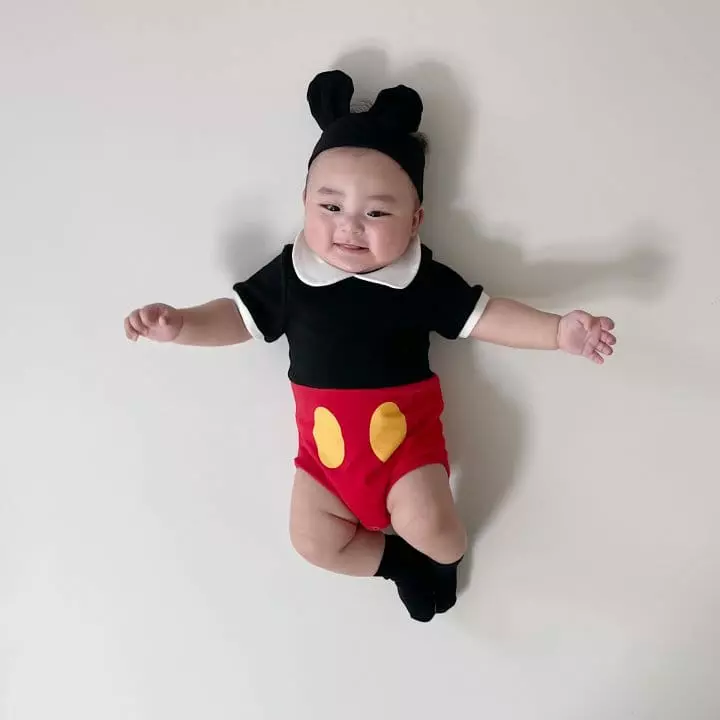 Moran - Korean Baby Fashion - #onlinebabyboutique - Summer Collar Mickey Bodysuit - 4
