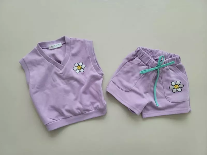 Moran - Korean Children Fashion - #fashionkids - Daisy Embroidery Top Bottom Set