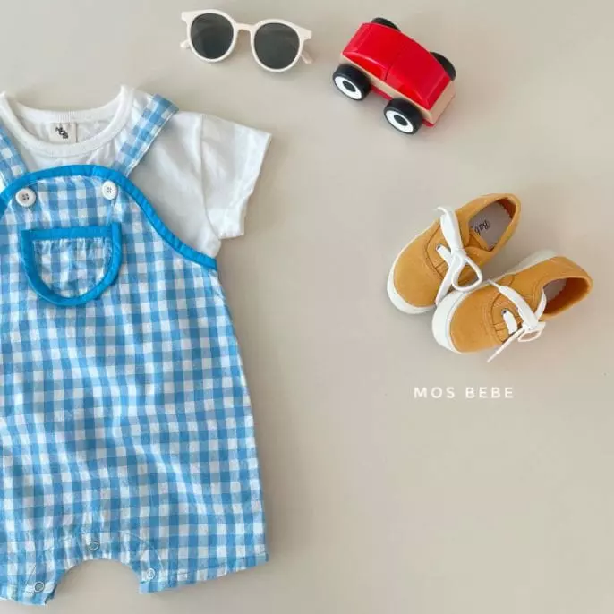 Mos Bebe - Korean Baby Fashion - #babyboutiqueclothing - Check Dungarees - 11