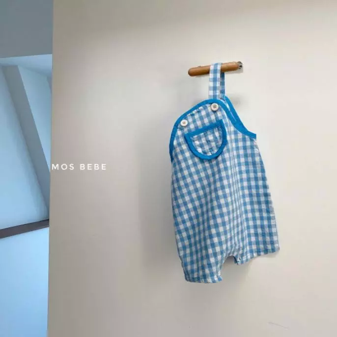 Mos Bebe - Korean Baby Fashion - #babylifestyle - Check Dungarees