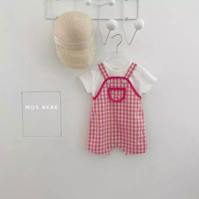 Mos Bebe - Korean Baby Fashion - #babyoninstagram - Check Dungarees - 2