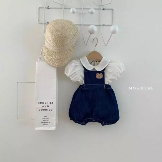 Mos Bebe - Korean Baby Fashion - #babyoutfit - Denim Dungarees - 2