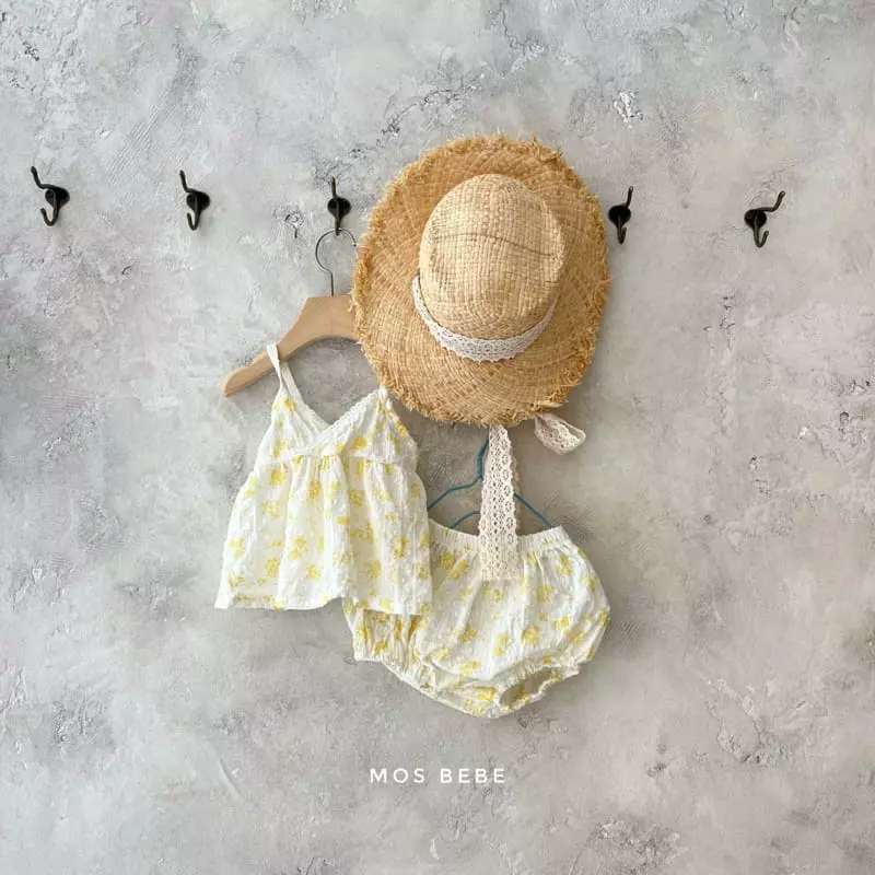 Mos Bebe - Korean Baby Fashion - #babywear - Rose Sleeveless Top Bottom Set - 2
