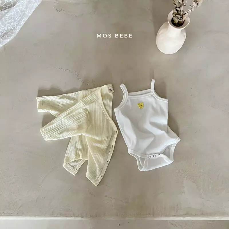 Mos Bebe - Korean Baby Fashion - #onlinebabyboutique - Daily Cardigan Bodysuit Set - 2