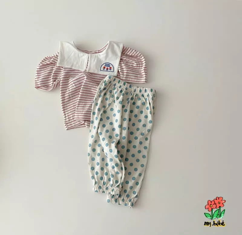 My Bebe - Korean Children Fashion - #stylishchildhood - Square Collar Tee - 4