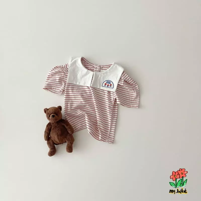 My Bebe - Korean Children Fashion - #childrensboutique - Square Collar Tee - 5