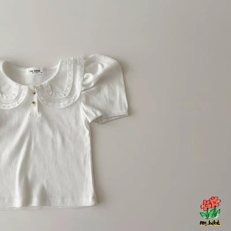 My Bebe - Korean Children Fashion - #discoveringself - Lace Collar Tee - 9