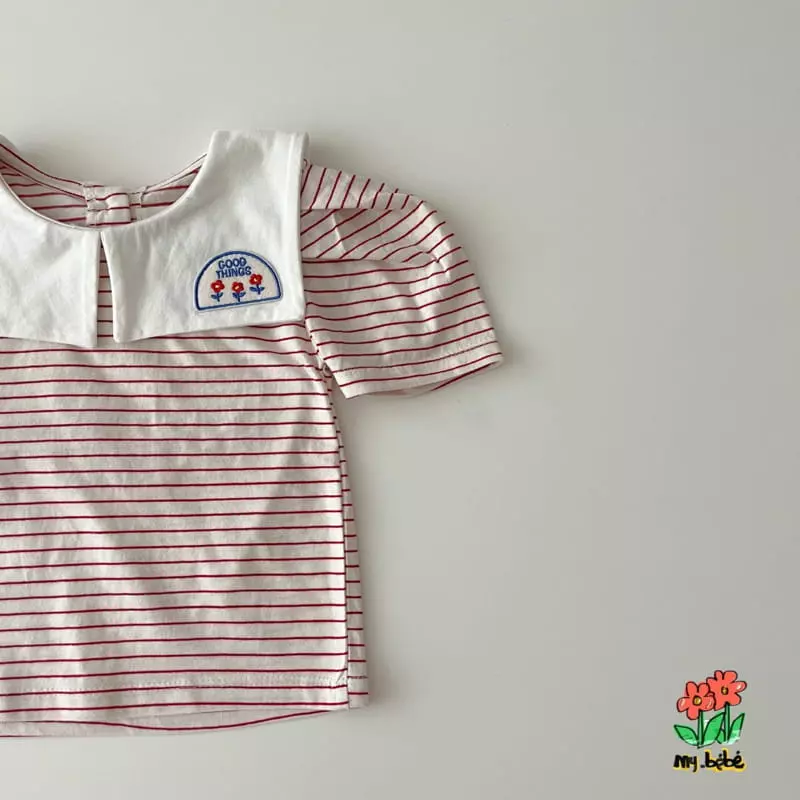 My Bebe - Korean Children Fashion - #discoveringself - Square Collar Tee - 7