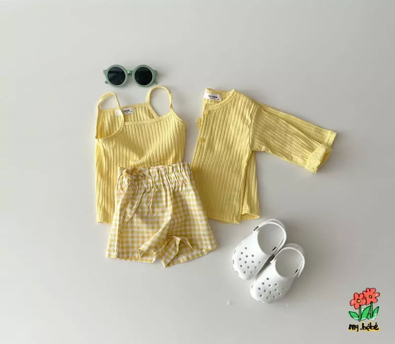 My Bebe - Korean Children Fashion - #fashionkids - Eyelet Sleeveless Cardigan Set - 9