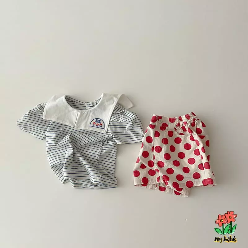 My Bebe - Korean Children Fashion - #kidsshorts - Square Collar Tee - 9