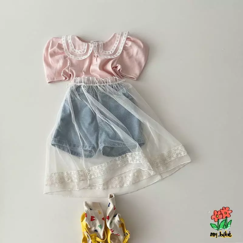 My Bebe - Korean Children Fashion - #kidsstore - Lace Collar Tee - 12
