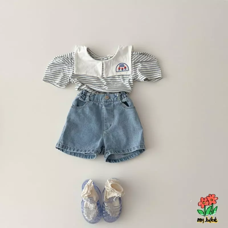 My Bebe - Korean Children Fashion - #kidsstore - Square Collar Tee - 10