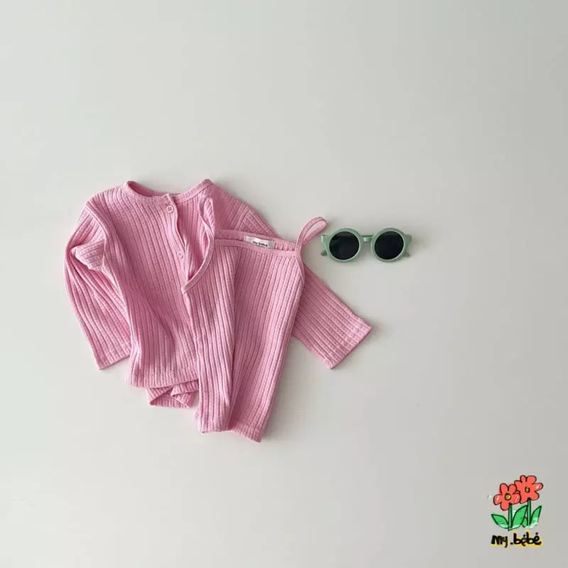 My Bebe - Korean Children Fashion - #kidzfashiontrend - Eyelet Sleeveless Cardigan Set - 12