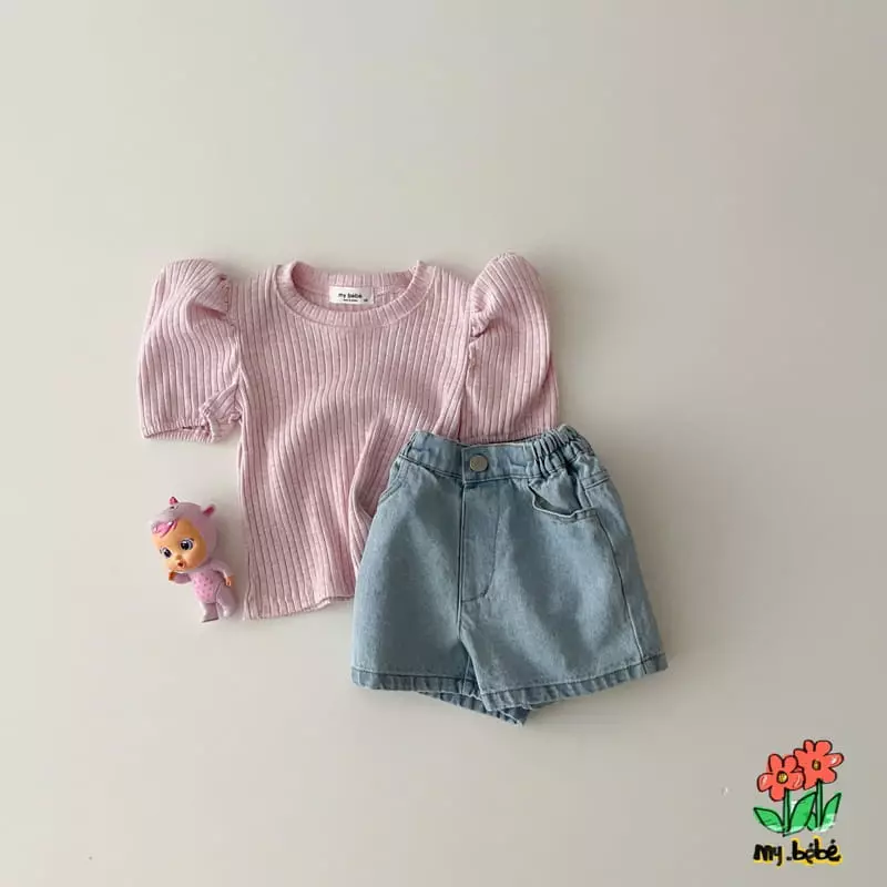 My Bebe - Korean Children Fashion - #littlefashionista - Rib Puff Tee - 12